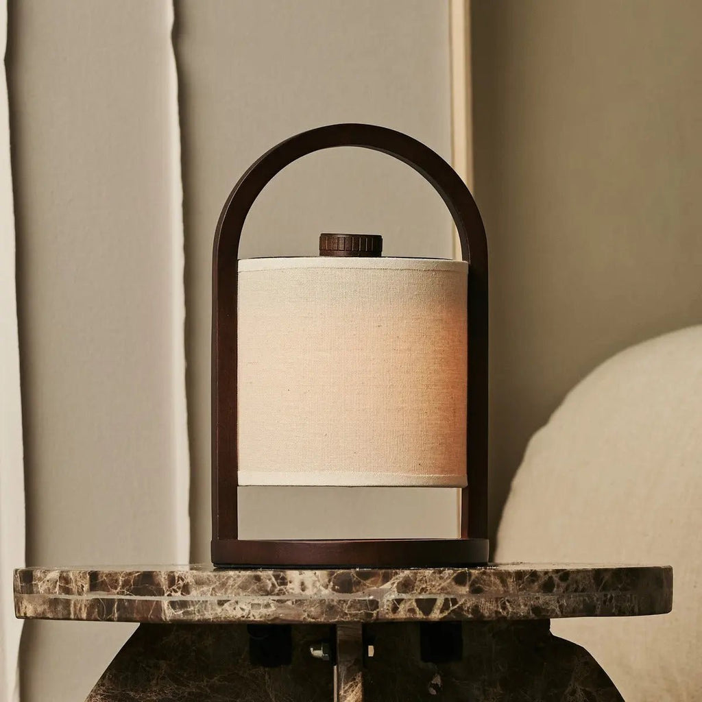 River rechargeable lamp styled with natural interior décor