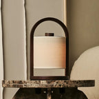 River rechargeable lamp styled with natural interior décor