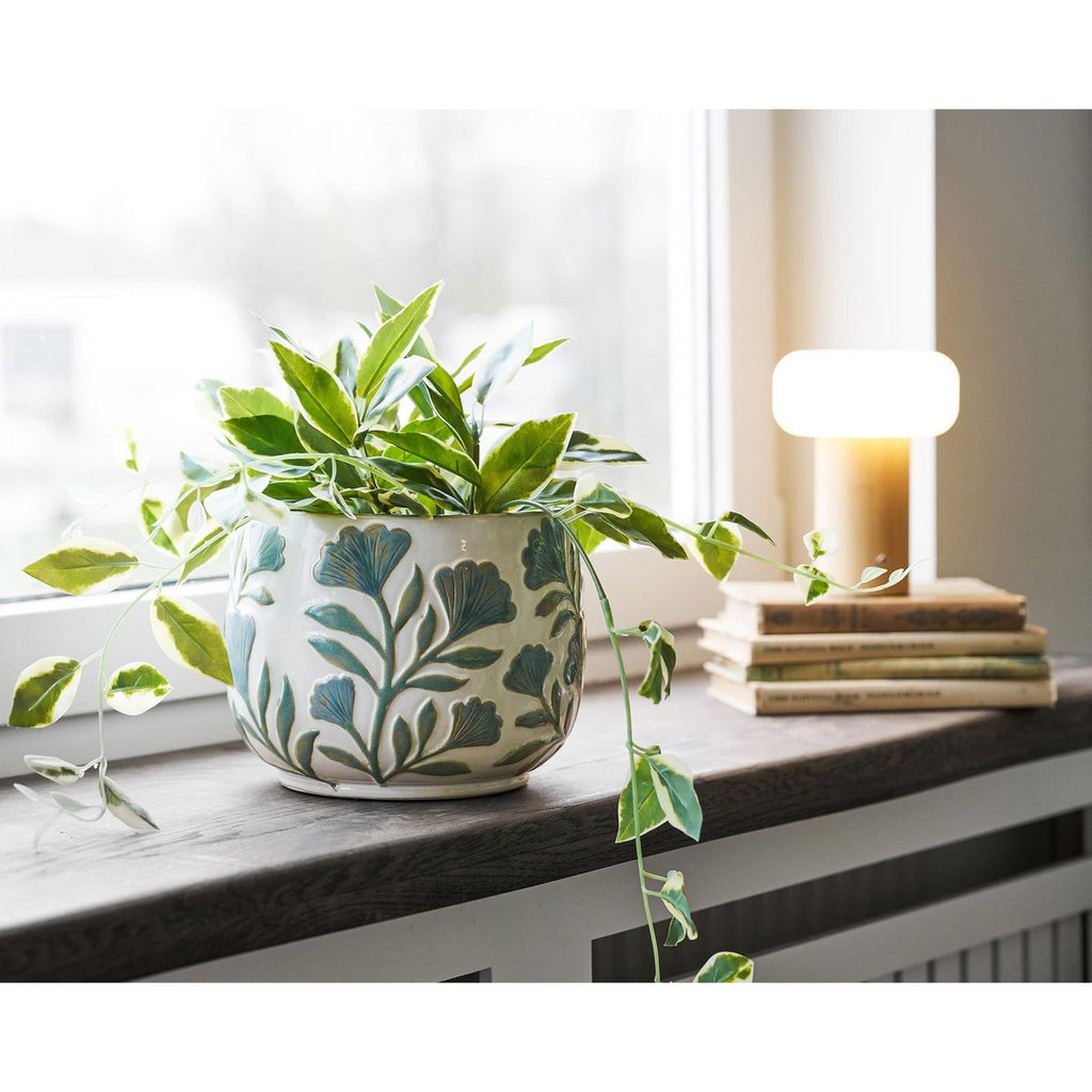 Bloom White & Blue Ceramic Planter