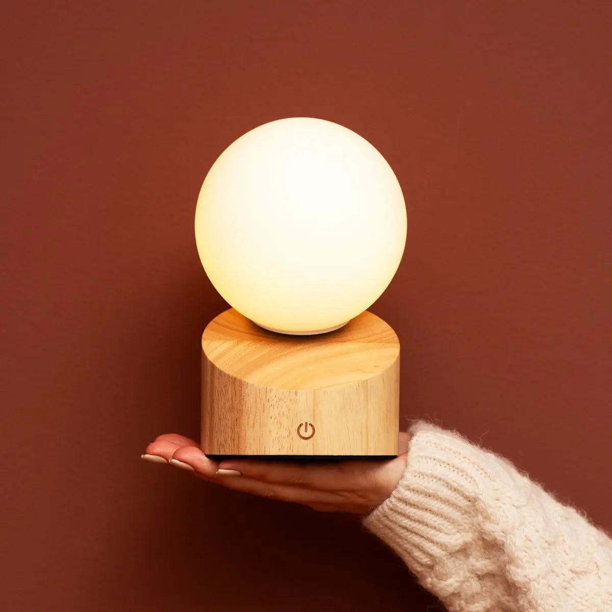 Morris cordless lamp detail of matte glass shade