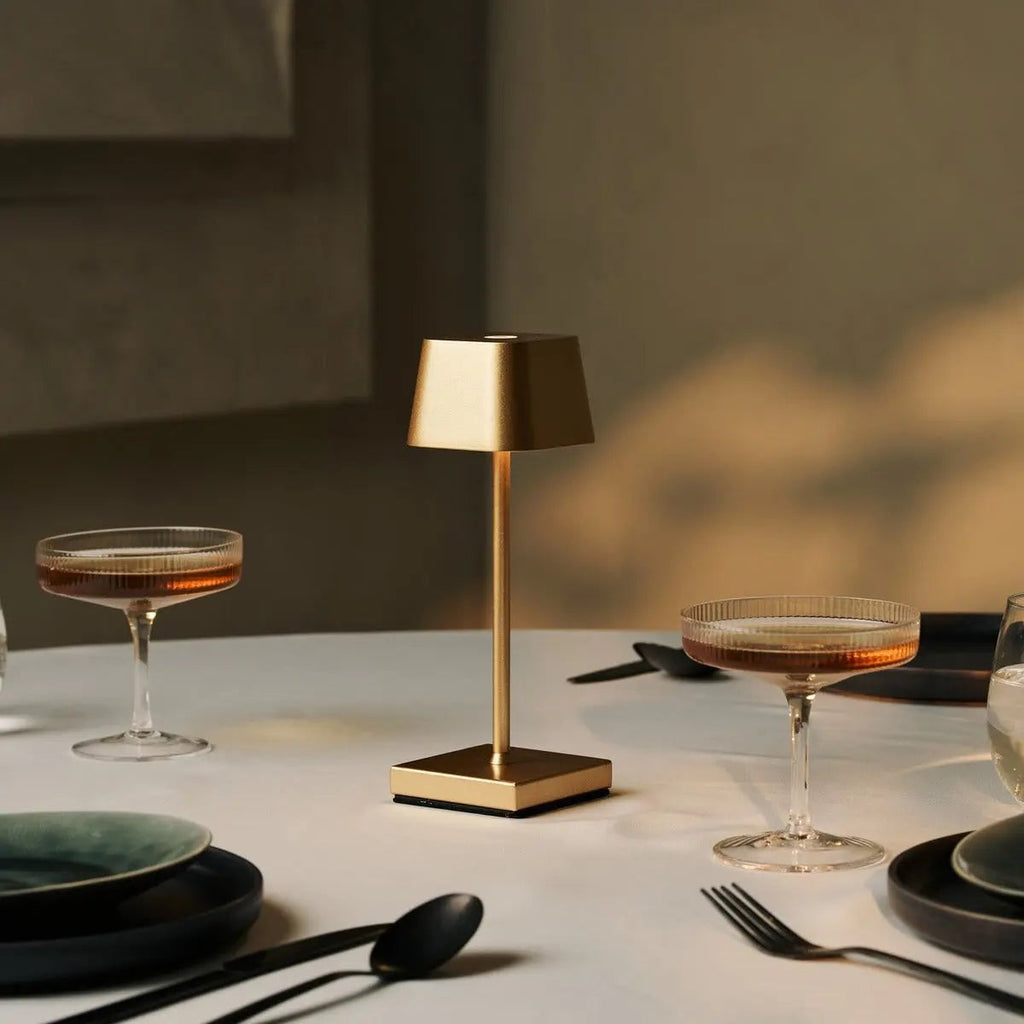 Sarphati gold cordless metal rechargeable table lamp