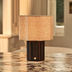 Eloïsa Dark Brown Wood & Linen Cordless Table Lamp