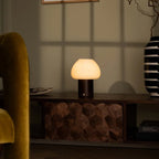 Fynn Dark Brown Wood & Glass Cordless Table Lamp
