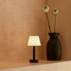Zoe cordless lamp detail of black rubberwood finish