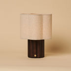 Yalisa Dark Brown Wood & Linen Cordless Table Lamp