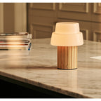 Lio Light Brown Wood & Glass Cordless Table Lamp