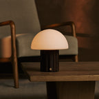 Timo Dark Brown Wood & Glass Cordless Table Lamp