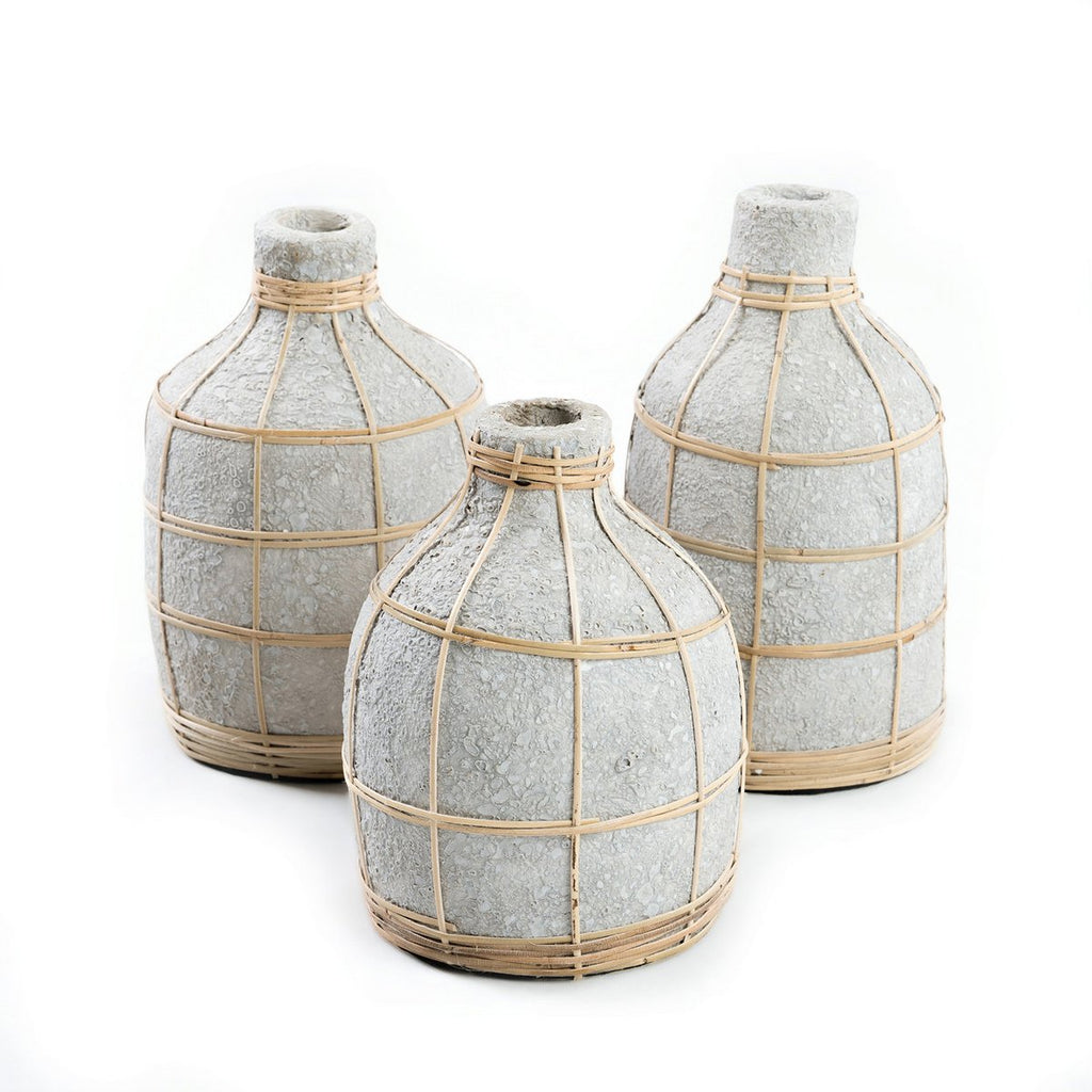 Whoopy Natuurlijke Beton & Rotan Vaas