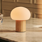 Pieter Light Brown Wood & Glass Cordless Table Lamp