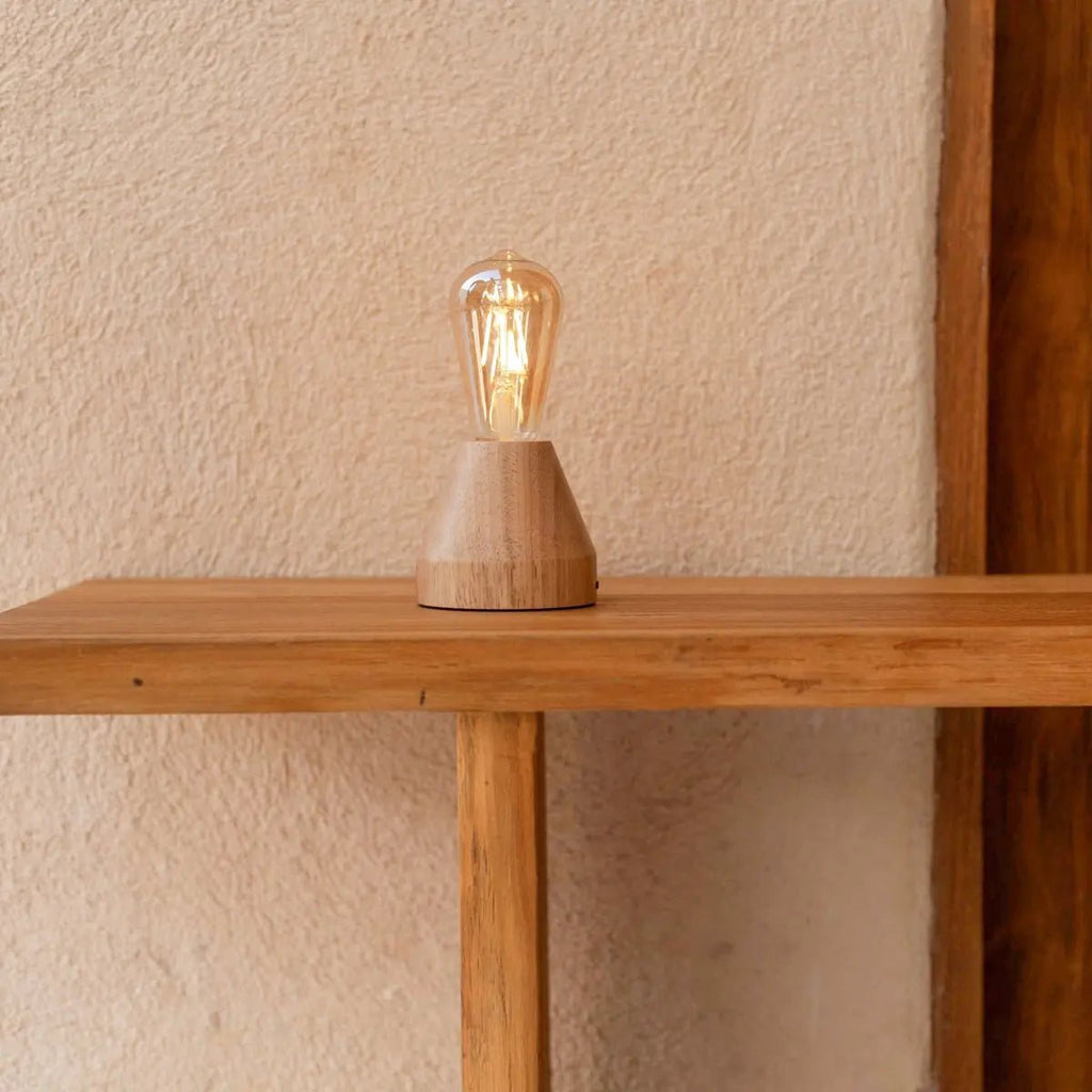 Zavi wood glass lamp on outdoor terrace