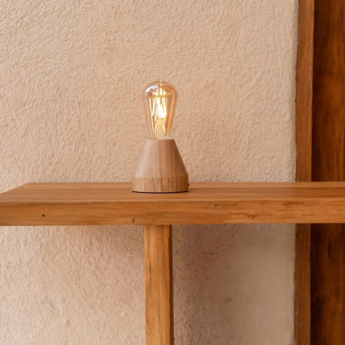Zavi wood glass lamp on outdoor terrace