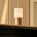Frank Light Brown Wood & Glass Cordless Table Lamp