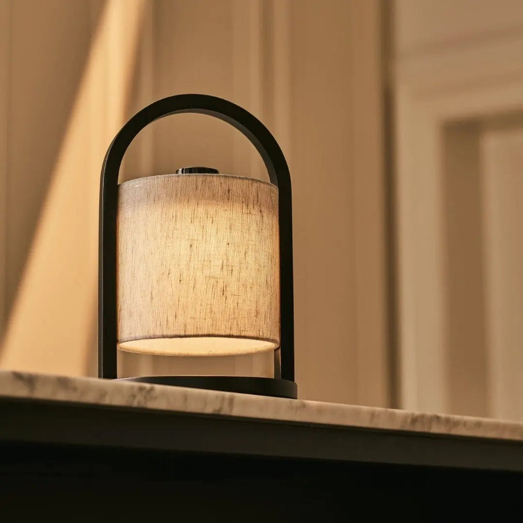 River Black & Grey Wood & Linen Cordless Table Lamp