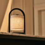 River Black & Grey Wood & Linen Cordless Table Lamp