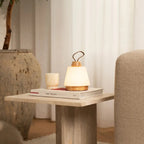 Liv wood leather lamp USB-C charging detail