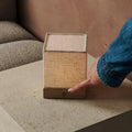 Zano linen cordless rechargeable table lamp natural rubberwood