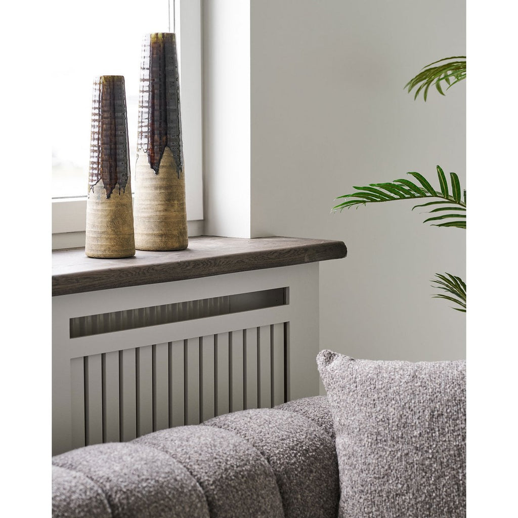 Earthline tall slender brown ceramic vase minimalist