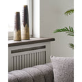 Earthline tall slender brown ceramic vase minimalist