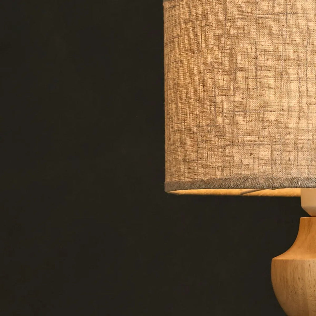 Oliver corded lamp close-up of linen shade texture