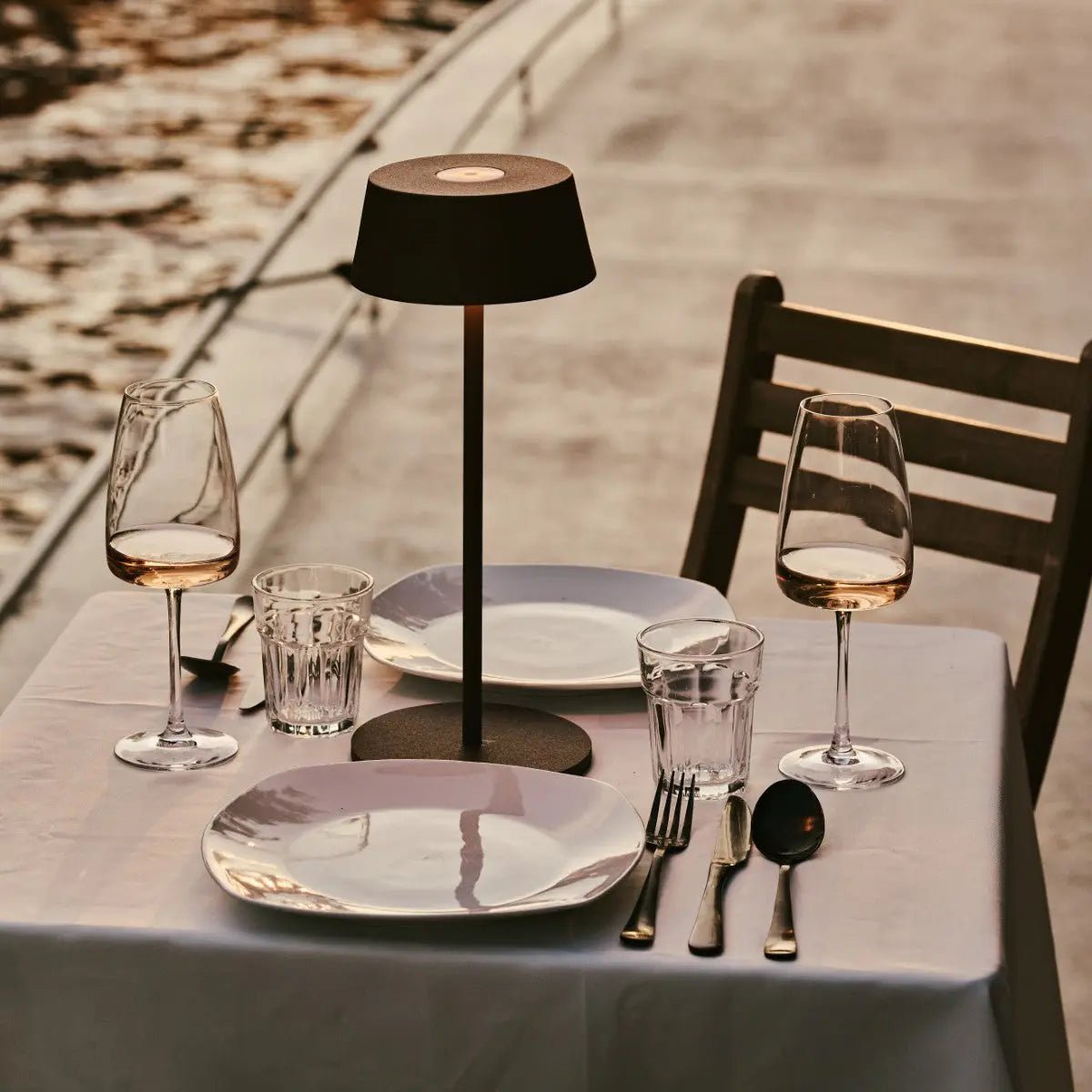 Sero rechargeable lamp mocha brown metal finish detail