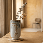 Faces two-tone blue porcelain hand-painted vase