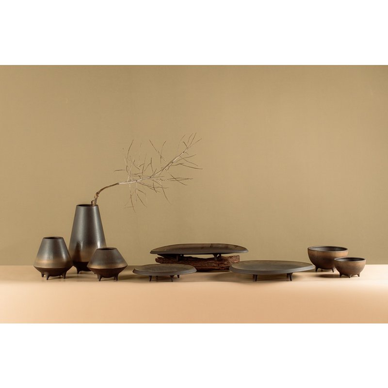 Otaru Bronze-to-Black Ceramic Sculptural Vase