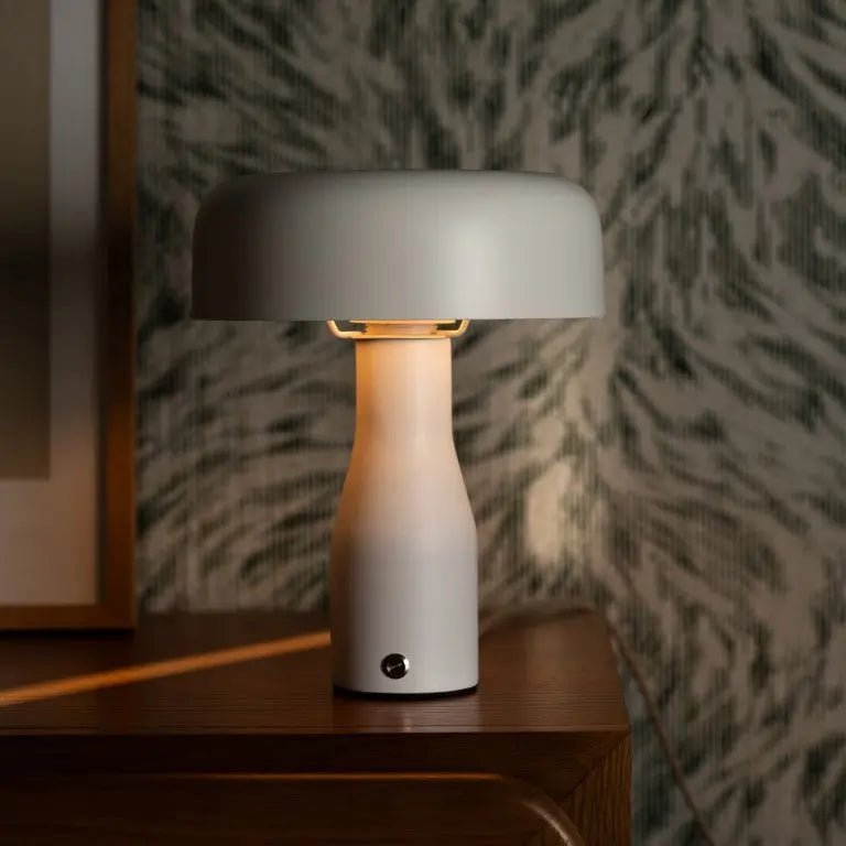 Vento white metal corded table lamp angled shade