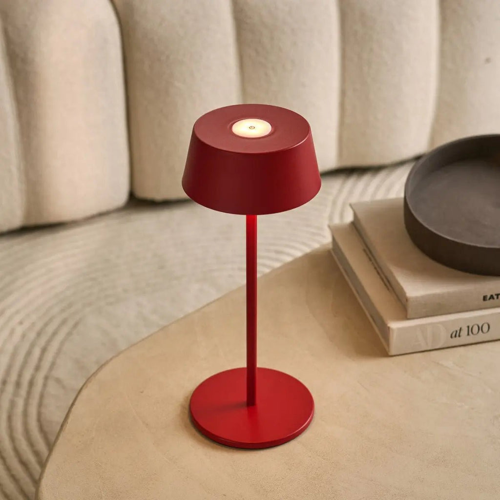Hugo Berry Red Metal Rechargeable Touch Table Lamp