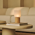 Ingmar Light Brown Wood & Glass Cordless Table Lamp