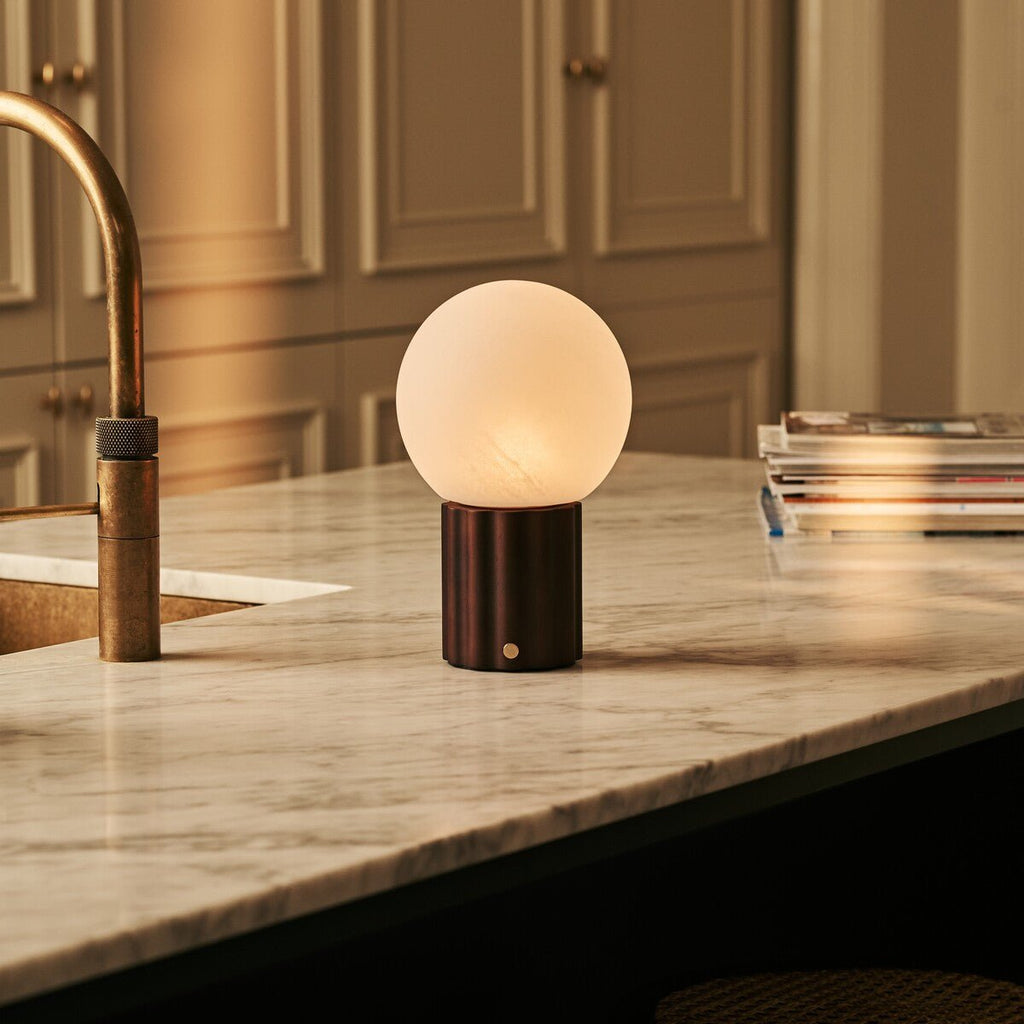Wim Dark Brown Wood & Glass Cordless Table Lamp