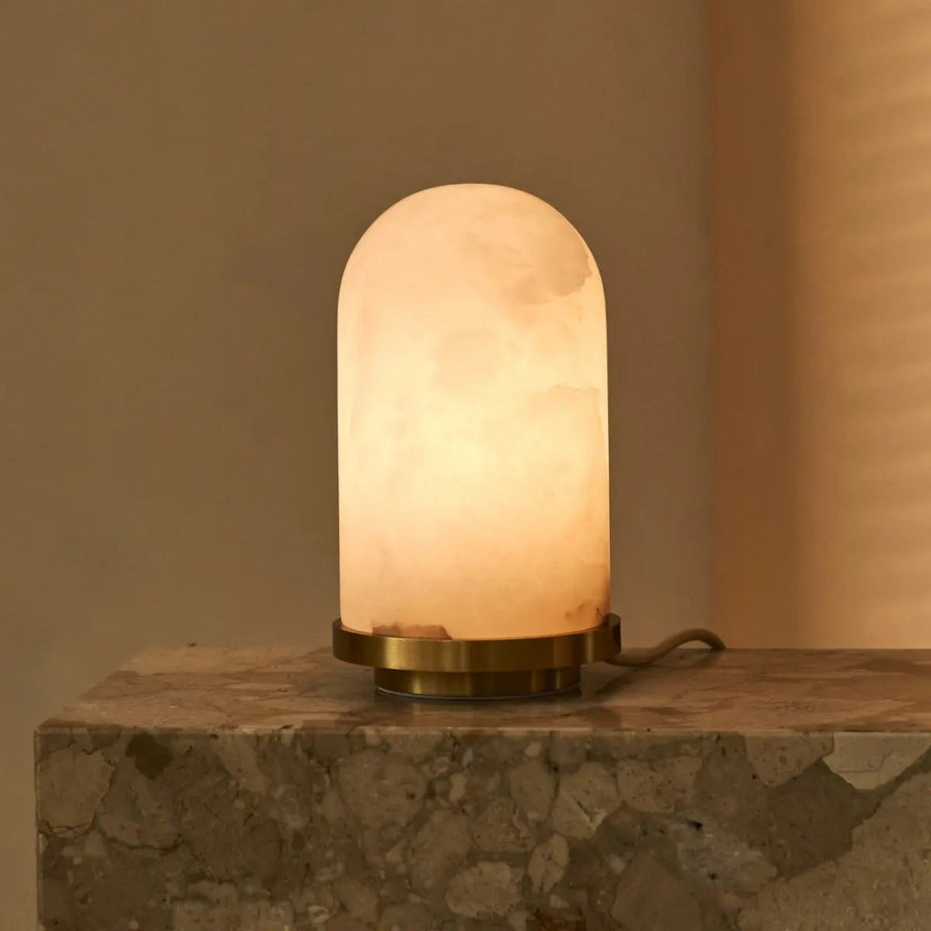 Mateo gold alabaster corded table lamp warm stone glow