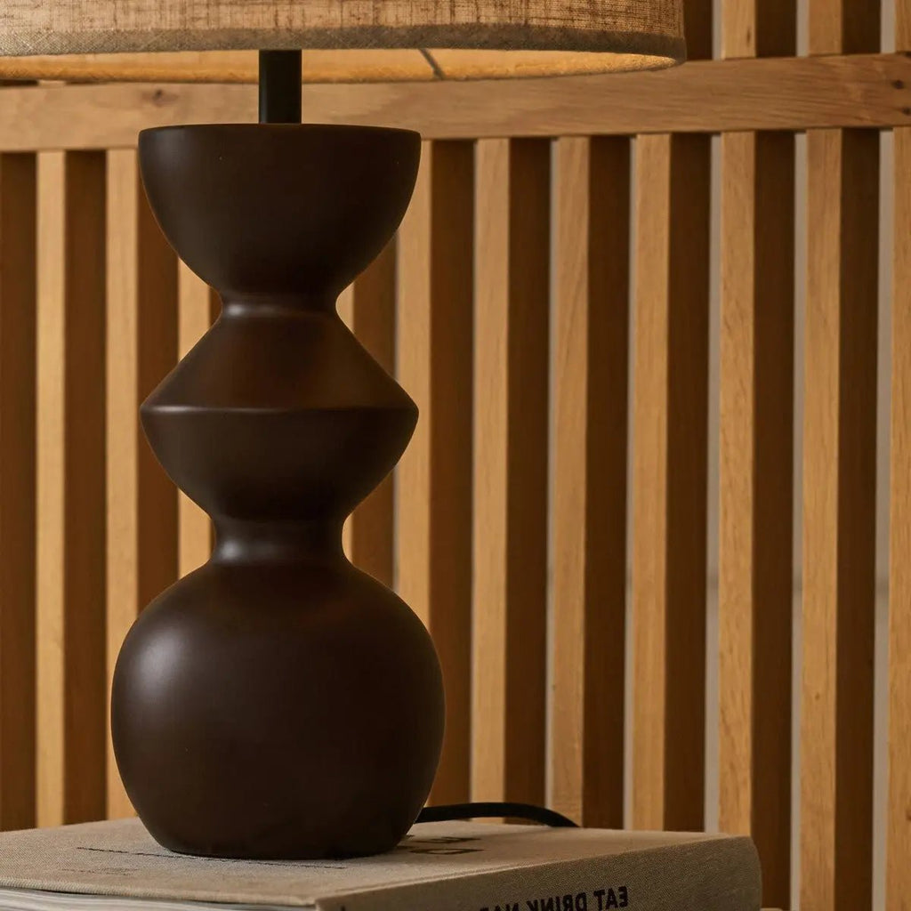 Kai table lamp detail of fabric-covered cord