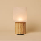 Frank Light Brown Wood & Glass Cordless Table Lamp