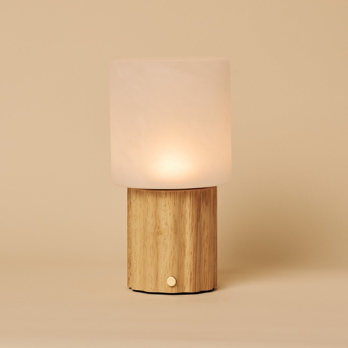 Frank Light Brown Wood & Glass Cordless Table Lamp