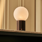 Wim Dark Brown Wood & Glass Cordless Table Lamp