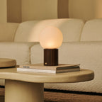 Nadine Dark Brown Wood & Glass Cordless Table Lamp