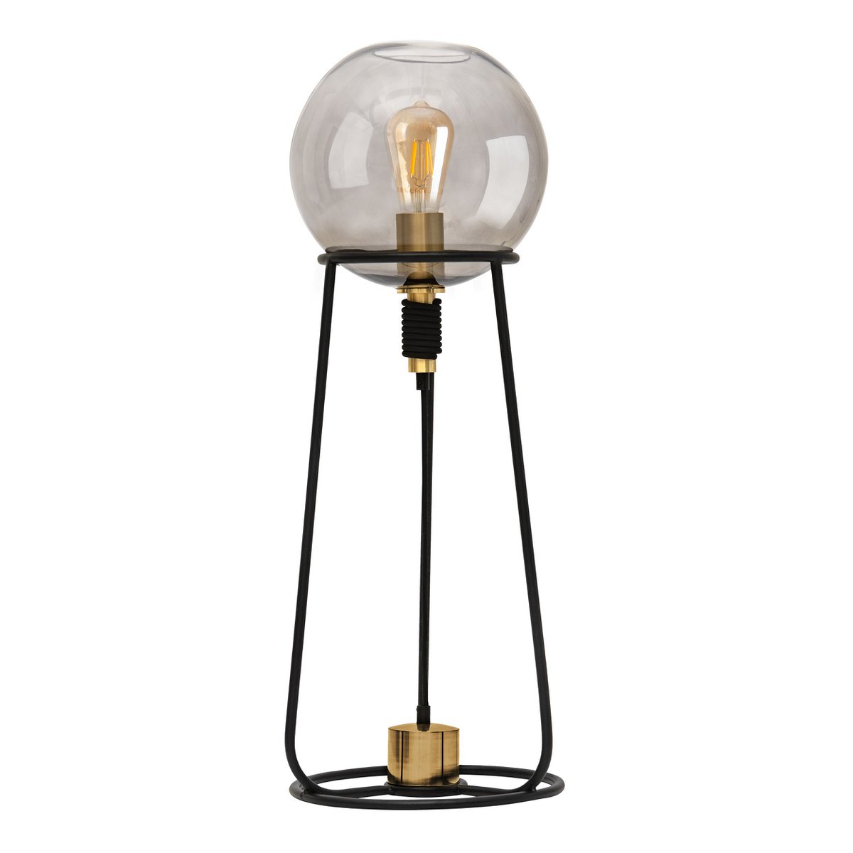 Stelo Black & Gold Smoked Glass Table Lamp