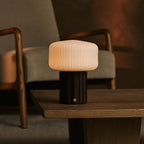 Robin Dark Brown Wood & Glass Cordless Table Lamp