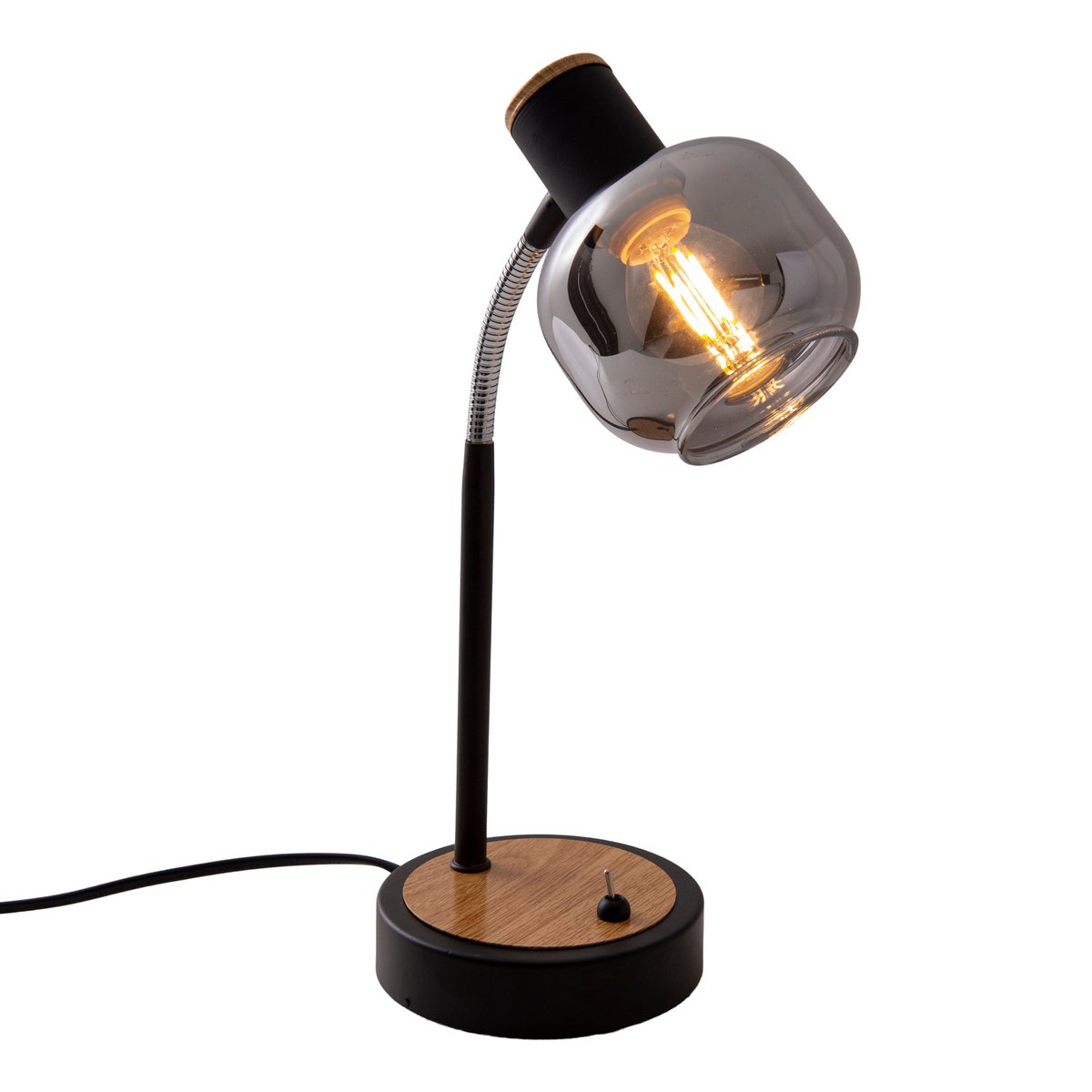 Fumoso Black Smoked Glass Table Lamp