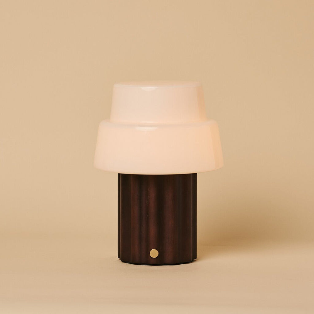 Laurent Dark Brown Wood & Glass Cordless Table Lamp