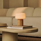 Robin Light Brown Wood & Glass Cordless Table Lamp