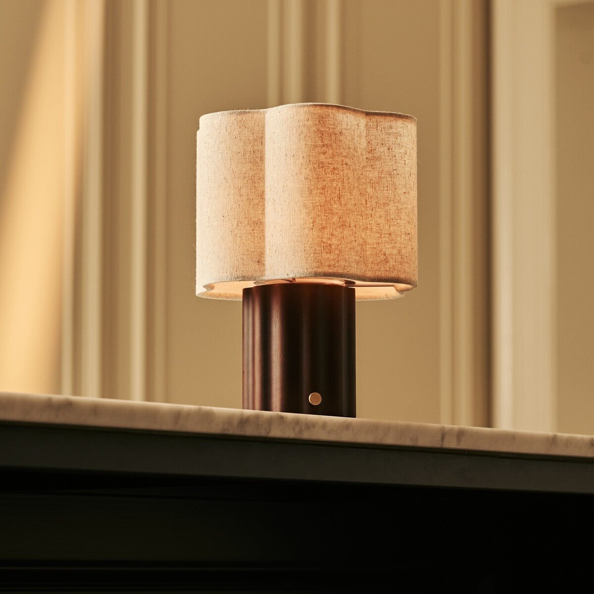 Yalisa Dark Brown Wood & Linen Cordless Table Lamp