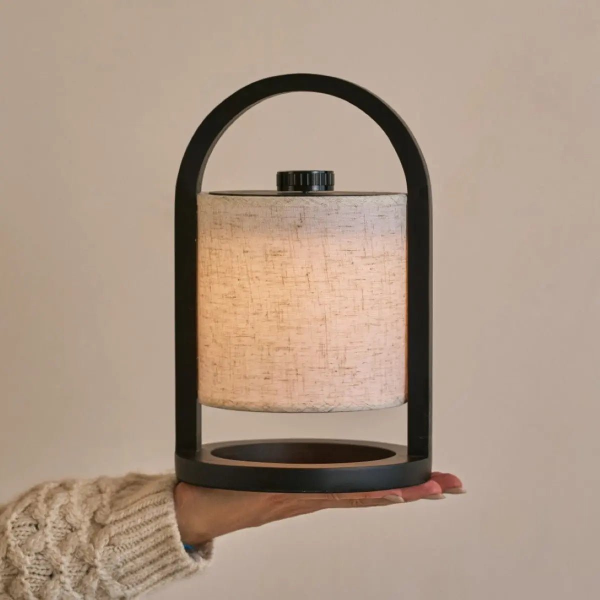 River rechargeable lamp linen-mix shade warm ambient glow