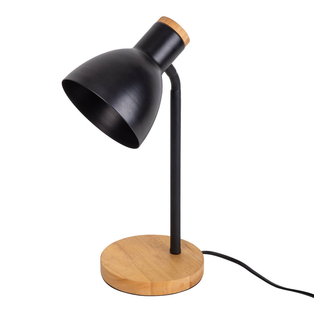 Marie Black Metal & Wood Desk Lamp