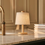 Rover linen lamp on living room console