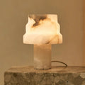 Alessandra sculptural solid alabaster table lamp ivory warm glow