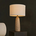 Isla travertine cotton shade corded table lamp