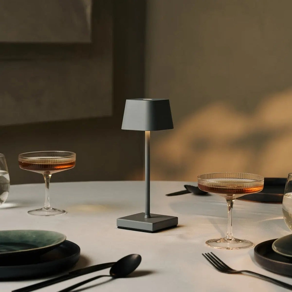 Sarphati mouse grey lamp close-up of metal finish and touch base