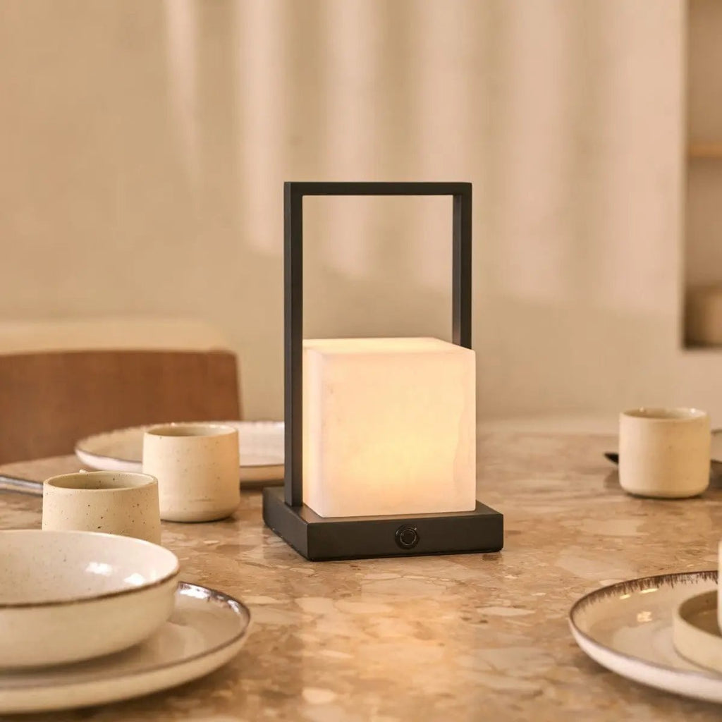 Nola alabaster lamp USB-C charging detail