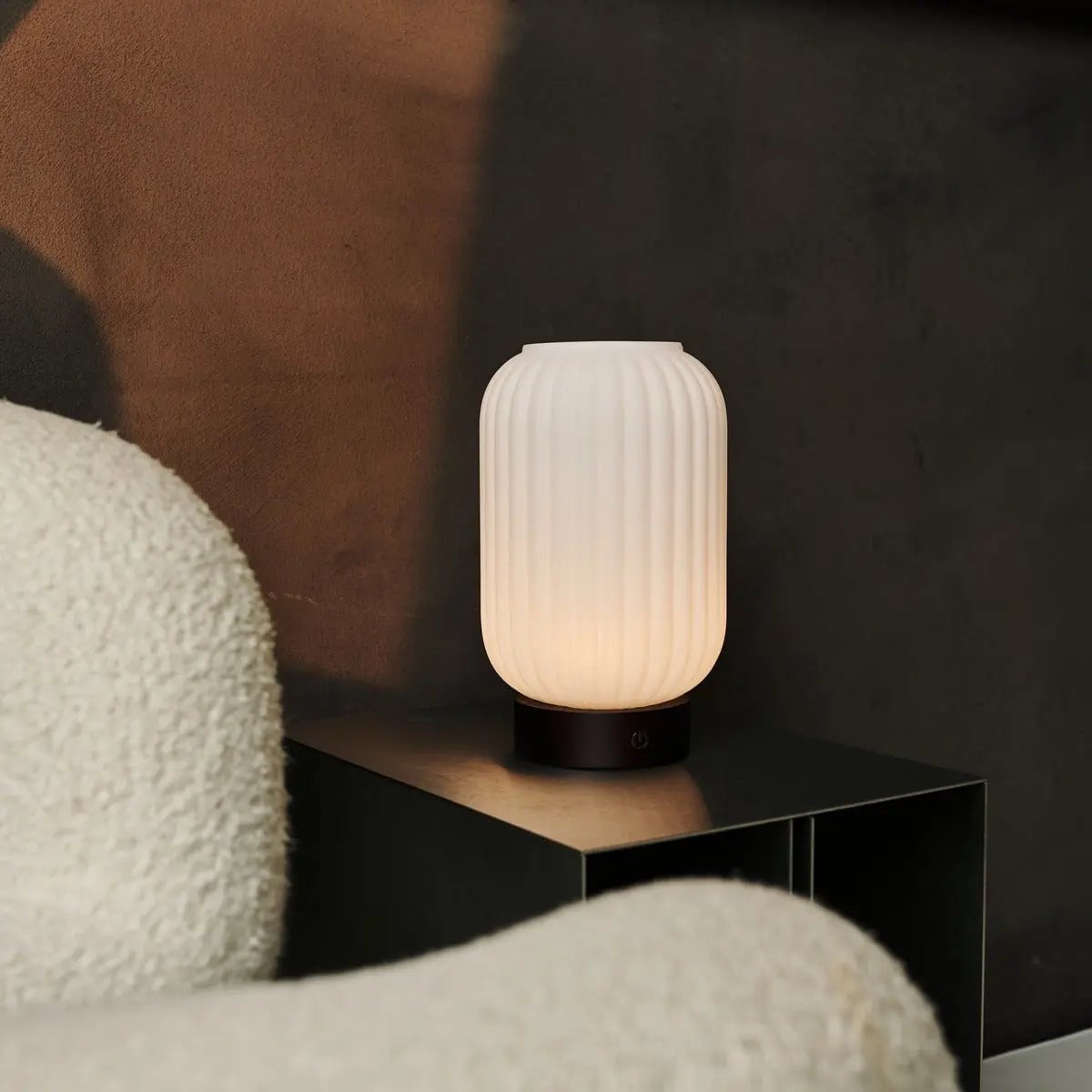 Lilly rechargeable lamp matte glass shade soft ambient glow